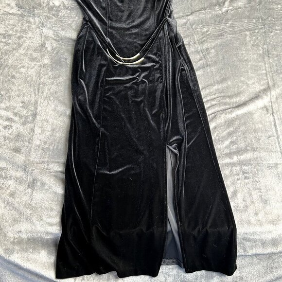Vintage 90s Velvet Maxi Dress Short Sleeve Belted Goth Grunge Party 11/12 Witchy - Picture 4 of 11
